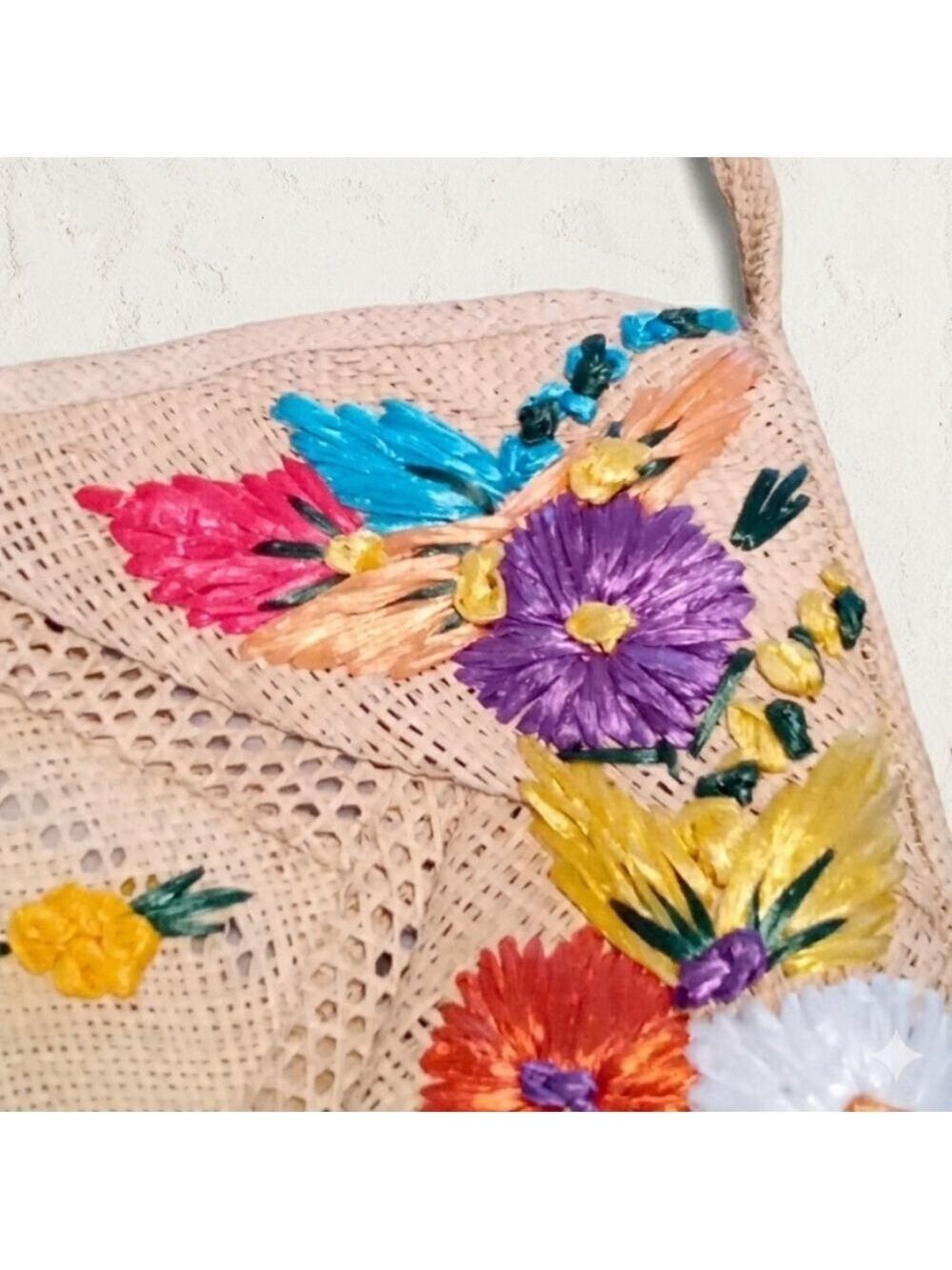 Vintage 1950s Jamaica Straw Raffia Shoulder Bag Handmade - Picture 9 of 10